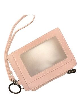 Peach Pink Wristlet Card & Key Holder with ID Window